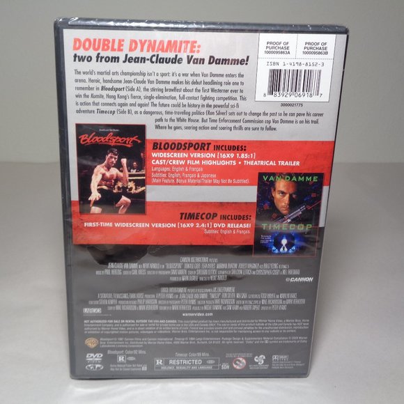 VAN DAMME COLLECTION New DVD Double Feature BLOODSPORT TIMECOP - Picture 2 of 4